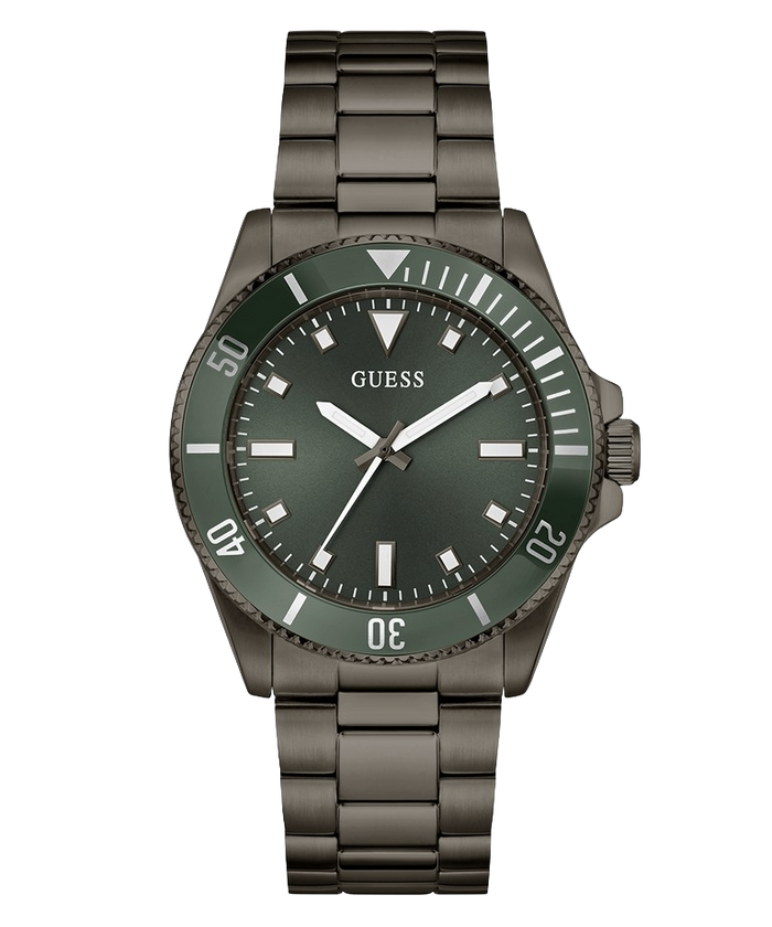 Guess Quartz Green Dial Analog Stainless Steel Men's Watch, GW0968G3