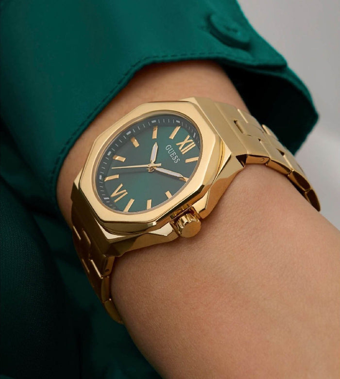 Guess Quartz Green Dial Analog Stainless Steel Women's Watch, GW0873L2