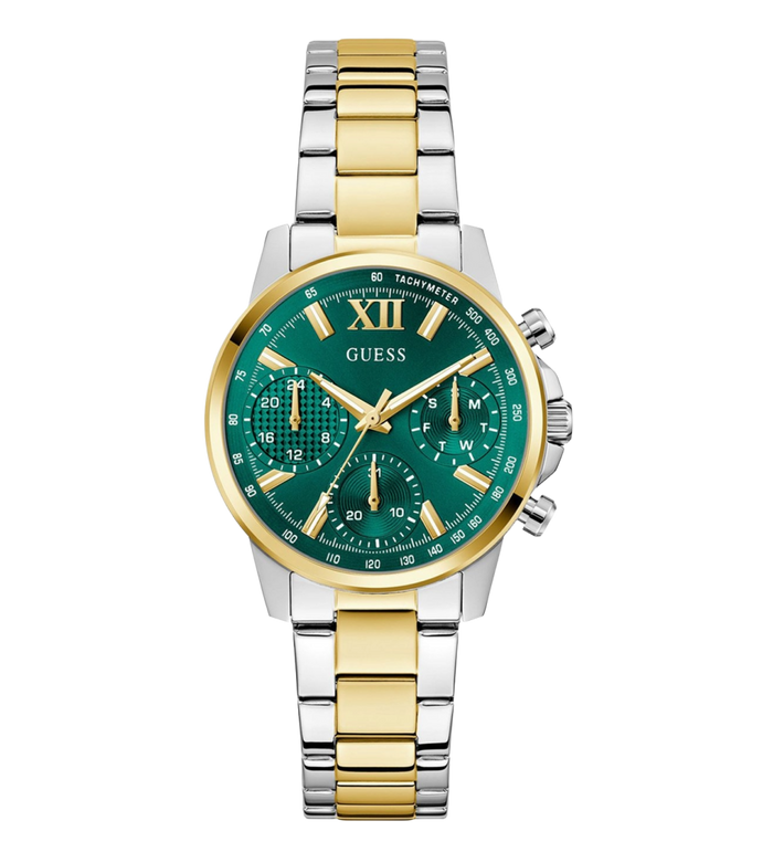 Guess Quartz Green Dial Analog Stainless Steel Women's Watch, GW0933L7