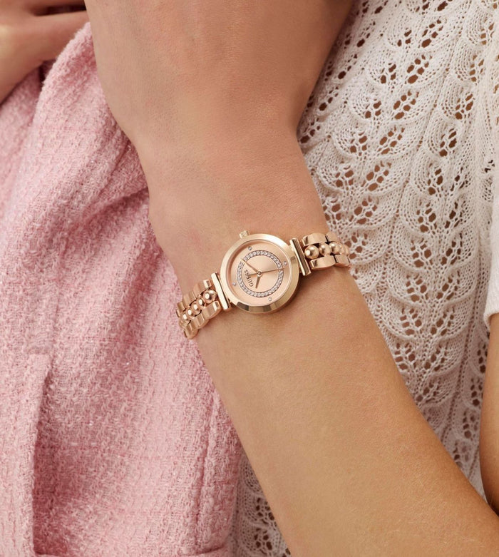 Guess Quartz Rose Gold Dial Analog Stainless Steel Women's Watch, GW0994L4