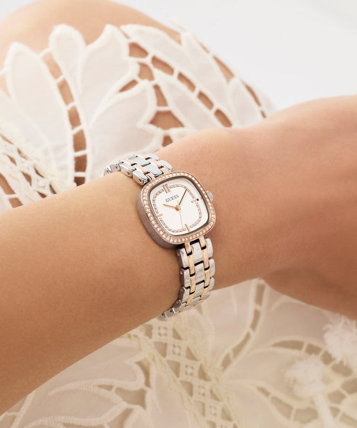 Guess Quartz White Dial Analog Stainless Steel Women's Watch, GW1018L5