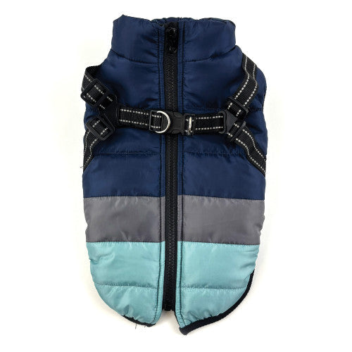 Happy Pet Blue Trio Harness Jacket | Warm Dog Coat