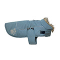 Happy Pet Paw Print Design Waterproof & Fleece Lined Dog Jacket - Sky Blue