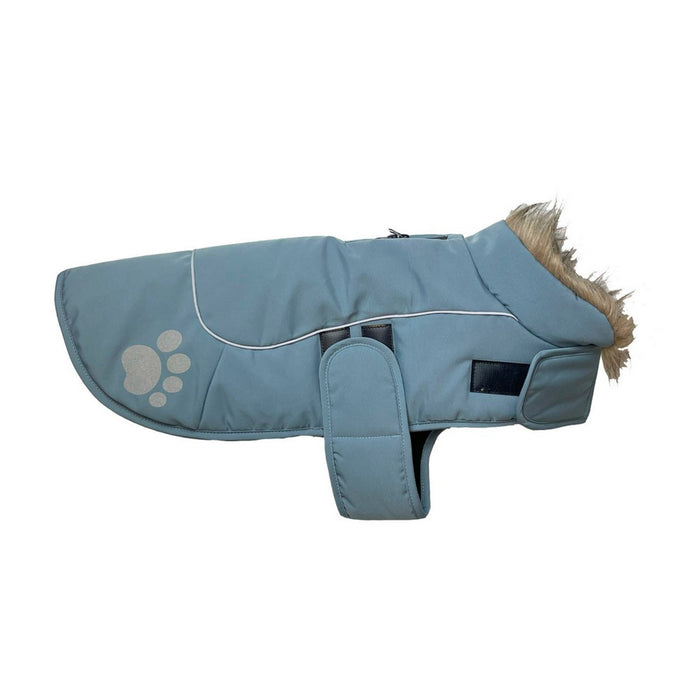 Happy Pet Paw Print Design Waterproof & Fleece Lined Dog Jacket - Sky Blue