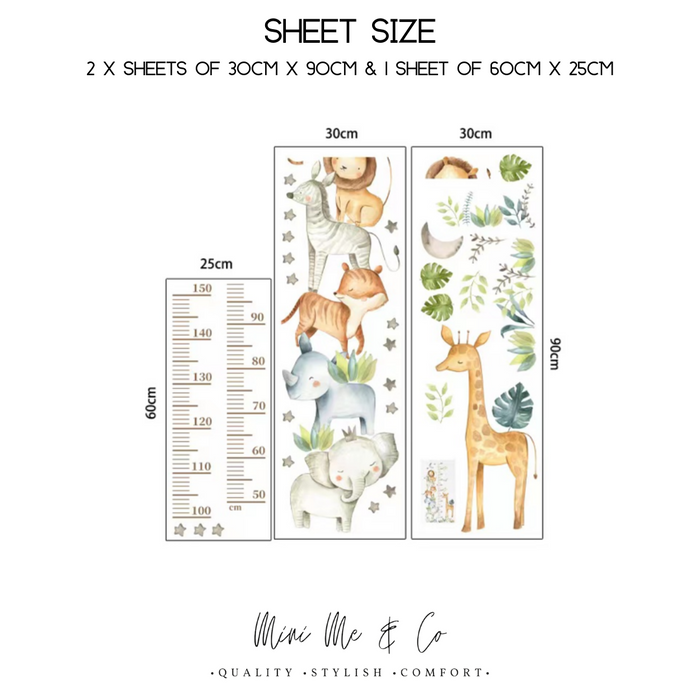 Jungle Decals and Jungle Height Chart Decal Bundle Set