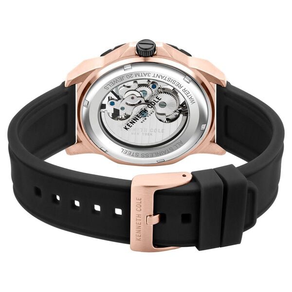 Kenneth Cole Automatic Black Dial Silicone Strap Men's Watch, KCWGZ2104204MN