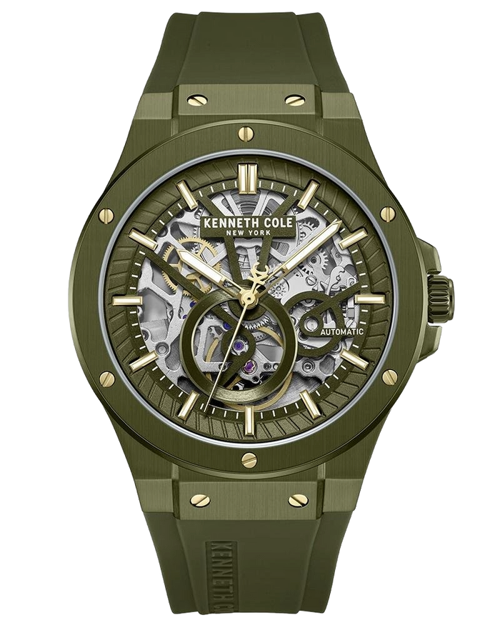 Kenneth Cole Automatic Green Silicone Strap Men's Watch, KCWGZ0080805MN