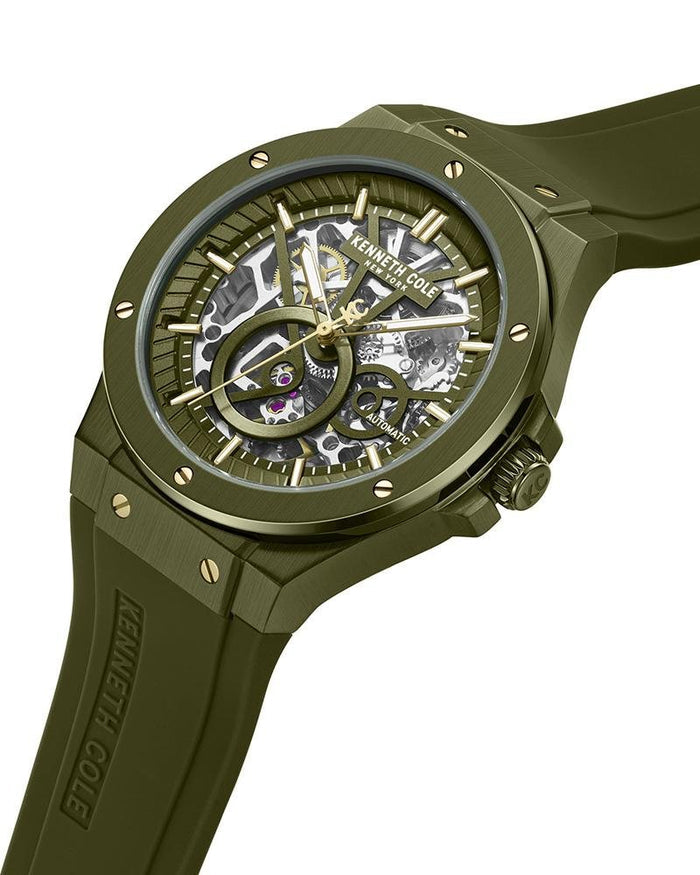 Kenneth Cole Automatic Green Silicone Strap Men's Watch, KCWGZ0080805MN