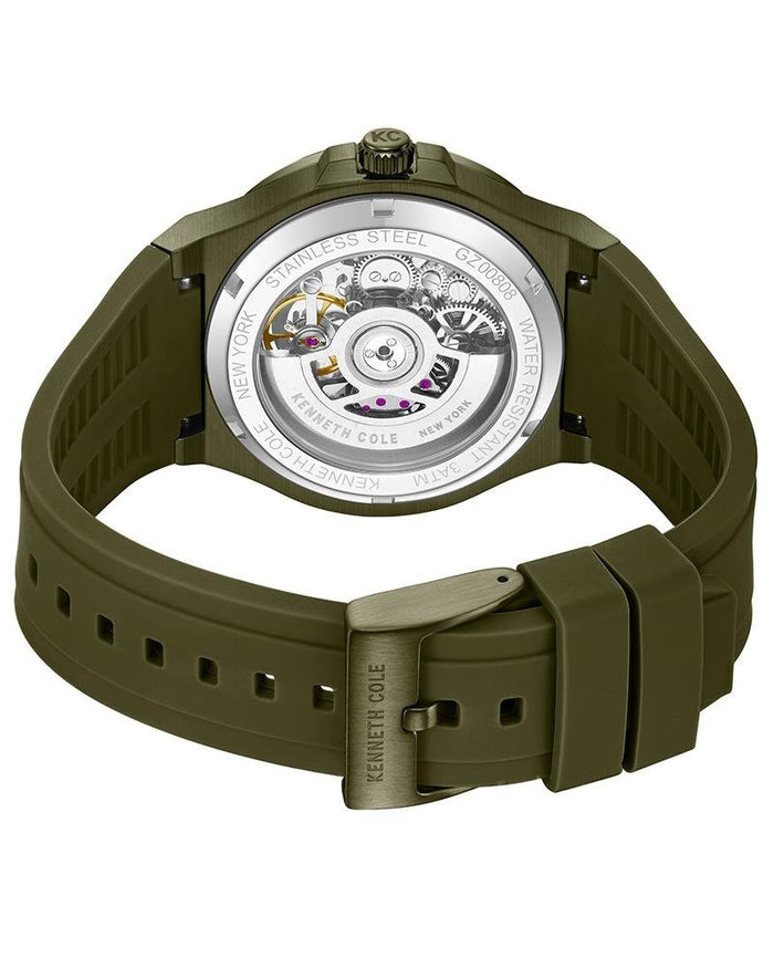 Kenneth Cole Automatic Green Silicone Strap Men's Watch, KCWGZ0080805MN