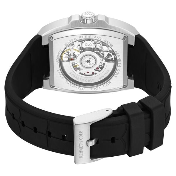 Kenneth Cole Automatic Silver Dial Black Colour Silicone Strap Men's Watch, KCWGZ0067803MN