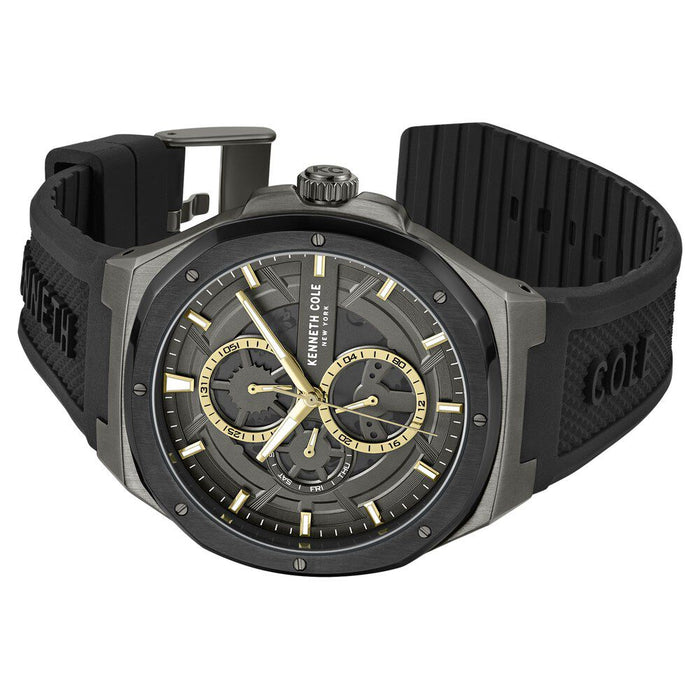 Kenneth Cole Multifunction Grey Dial Silicone Strap Men's Watch, KCWGQ0047202MN