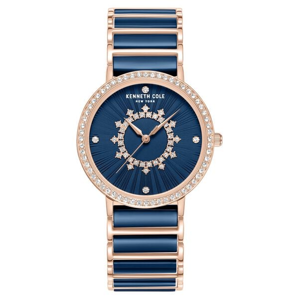 Kenneth Cole Quartz Analog Blue Dial Blue Stainless Steel & Ceramic Strap Women's Watch, KCWLG0062602LD
