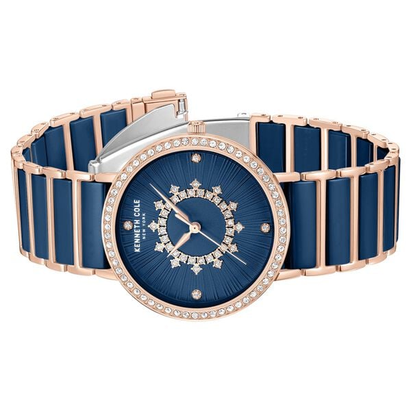 Kenneth Cole Quartz Analog Blue Dial Blue Stainless Steel & Ceramic Strap Women's Watch, KCWLG0062602LD
