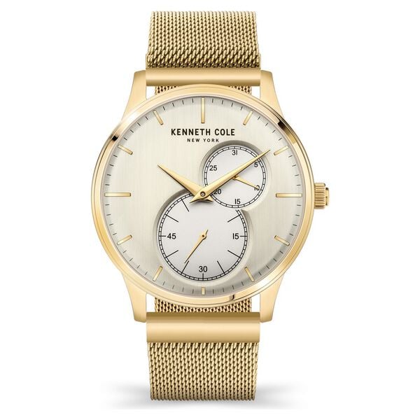 Kenneth Cole Quartz Analog Champagne Dial Stainless Steel Strap Men's Watch, KCWGK2125202MN