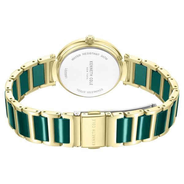 Kenneth Cole Quartz Analog Green Dial Golden Colour Ceramic Strap Women's Watch, KCWLG0066103LD