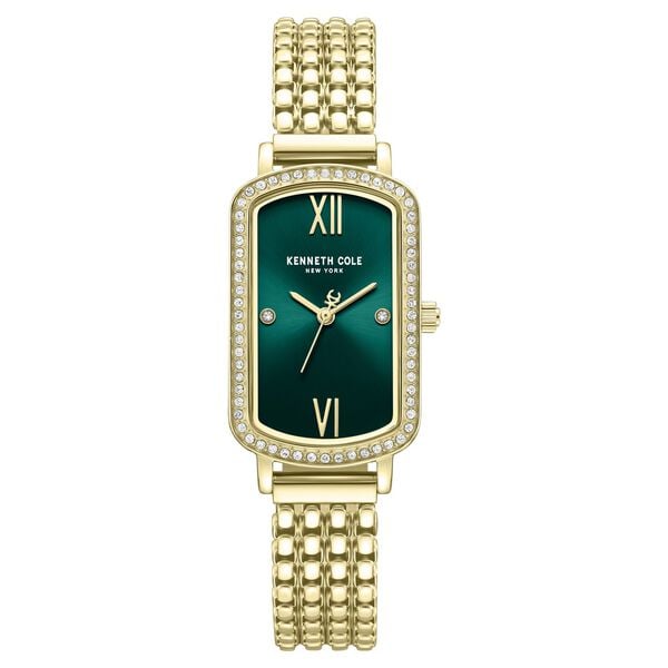 Kenneth Cole Quartz Analog Green Dial Golden Colour Stainless Steel Strap Women's Watch, KCWLG0065802LD