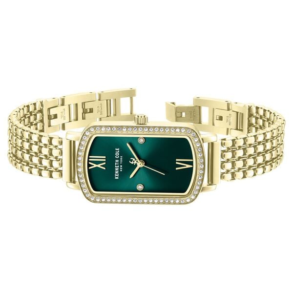 Kenneth Cole Quartz Analog Green Dial Golden Colour Stainless Steel Strap Women's Watch, KCWLG0065802LD