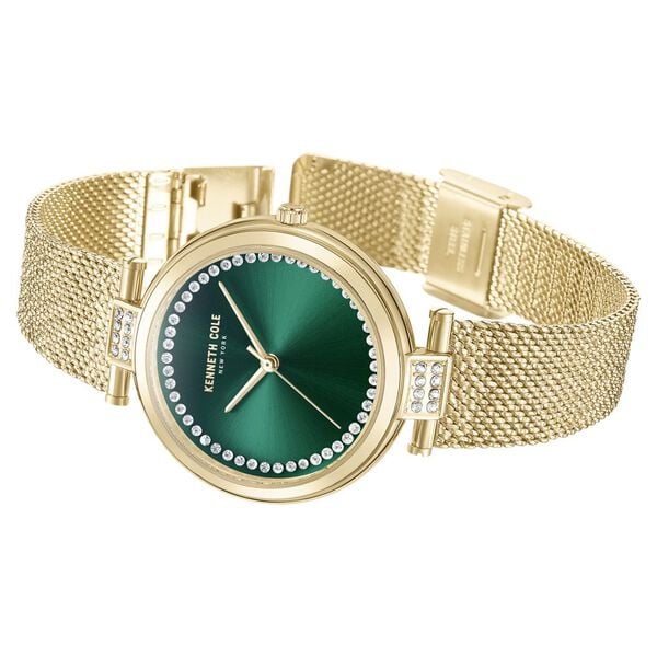 Kenneth Cole Quartz Analog Green Dial Golden Stainless Steel Strap Women's Watch, KCWLG0026801LD