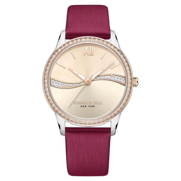 Kenneth Cole Quartz Analog Rose Gold Dial Leather Strap Women's Watch, KCWGLA2219603LD