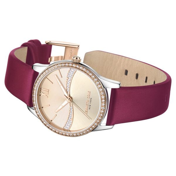 Kenneth Cole Quartz Analog Rose Gold Dial Leather Strap Women's Watch, KCWGLA2219603LD