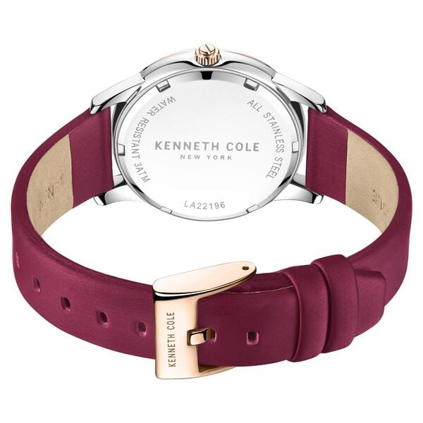 Kenneth Cole Quartz Analog Rose Gold Dial Leather Strap Women's Watch, KCWGLA2219603LD