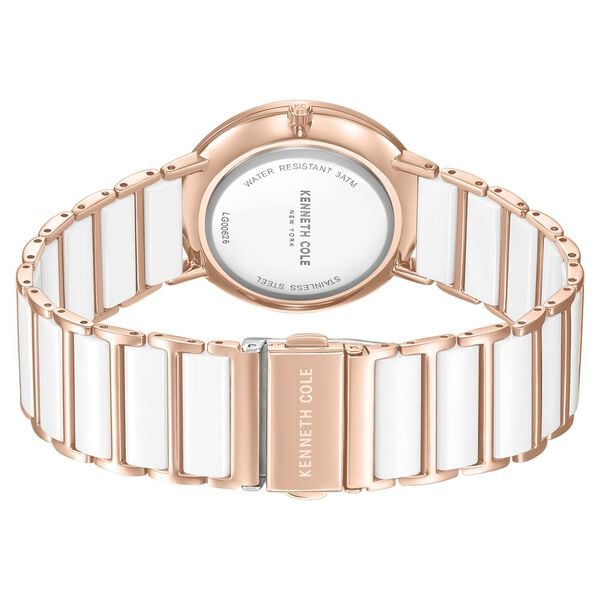 Kenneth Cole Quartz Analog White Dial White Stainless Steel & Ceramic Strap Women's Watch, KCWLG0062601LD