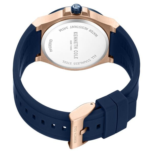 Kenneth Cole Quartz Analog with Date Blue Dial Silicone Strap Men's Watch, KCWGN0034403MN