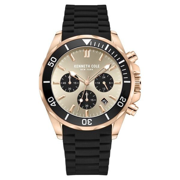 Kenneth Cole Quartz Chronograph Grey dial Silicone Strap Men's Watch, KCWGO0027103MN