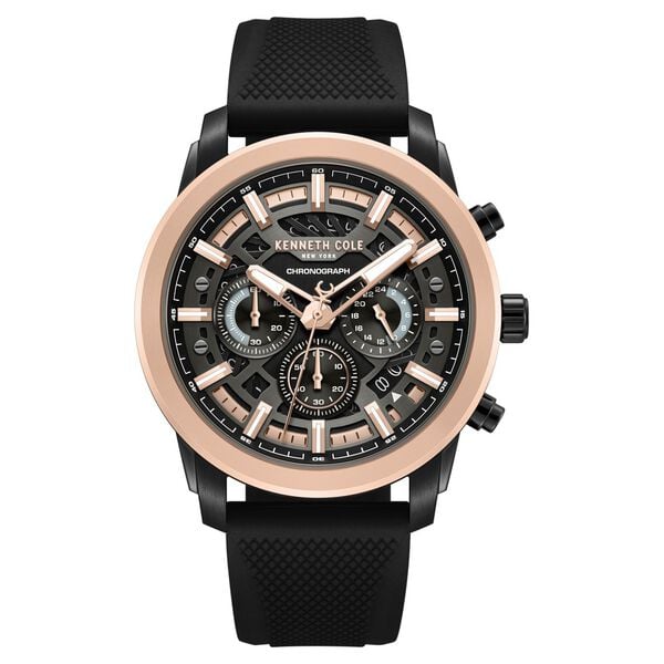 Kenneth Cole Quartz Multifunction Black Dial Black Colour Silicone Strap Men's Watch, KCWGO0067702MN