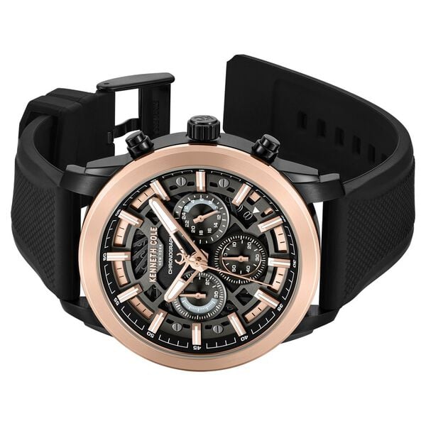 Kenneth Cole Quartz Multifunction Black Dial Black Colour Silicone Strap Men's Watch, KCWGO0067702MN