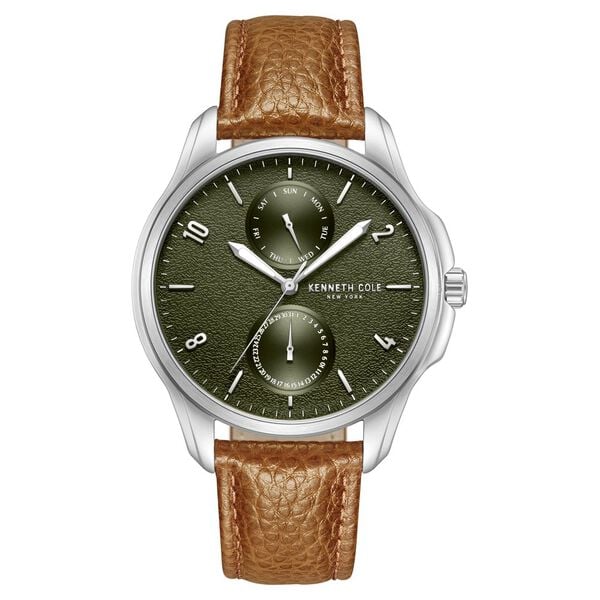 Kenneth Cole Quartz Multifunction Green dial Leather Strap Men's Watch, KCWGF0015902MN