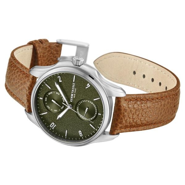 Kenneth Cole Quartz Multifunction Green dial Leather Strap Men's Watch, KCWGF0015902MN