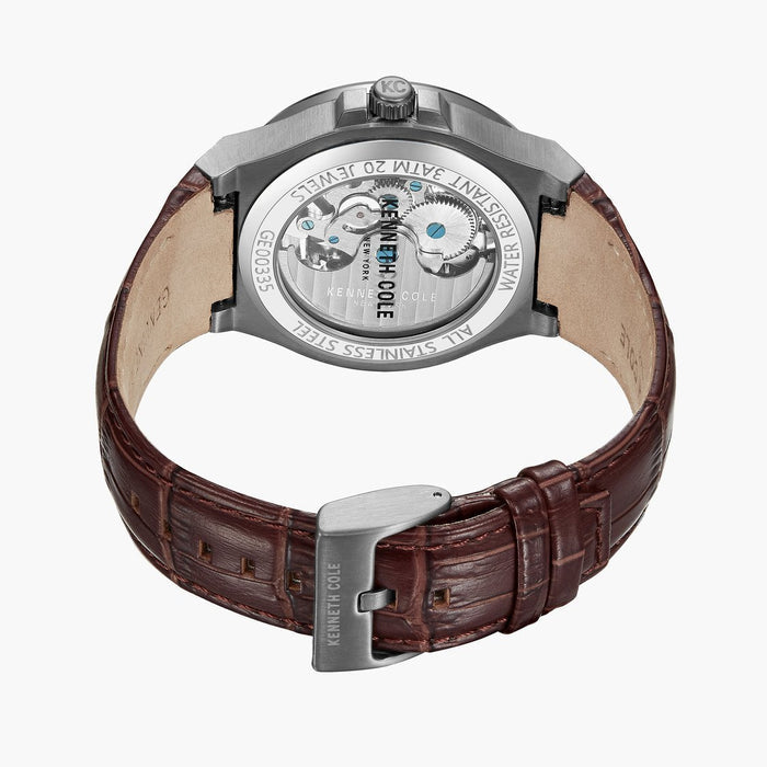 Kenneth Cole Quartz Multifunction Grey Dial Leather Strap Men's Watch, KCWGX0063901MN