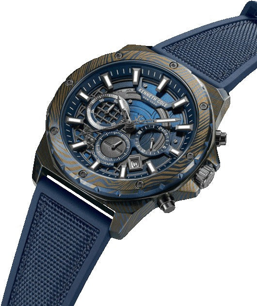 Kenneth Cole Quatz Blue Dial Chronograph Men's Watch, KCWGO0087601MN