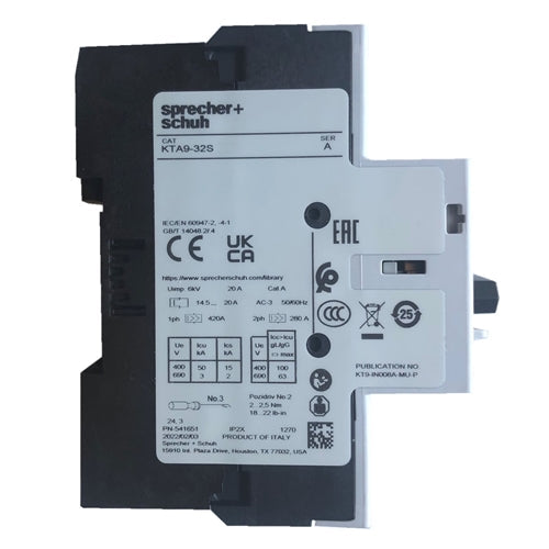 Sprecher and Schuh KTA9-32S-6.3A Manual Motor Protector