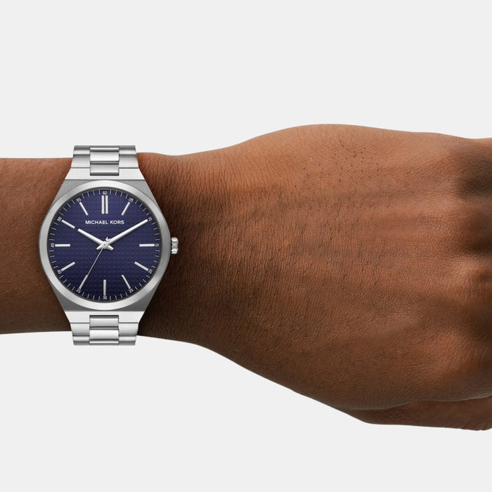 Michael Kors Lenox Quartz Blue Dial Analog Stainless Steel Men's Watch, MK9227