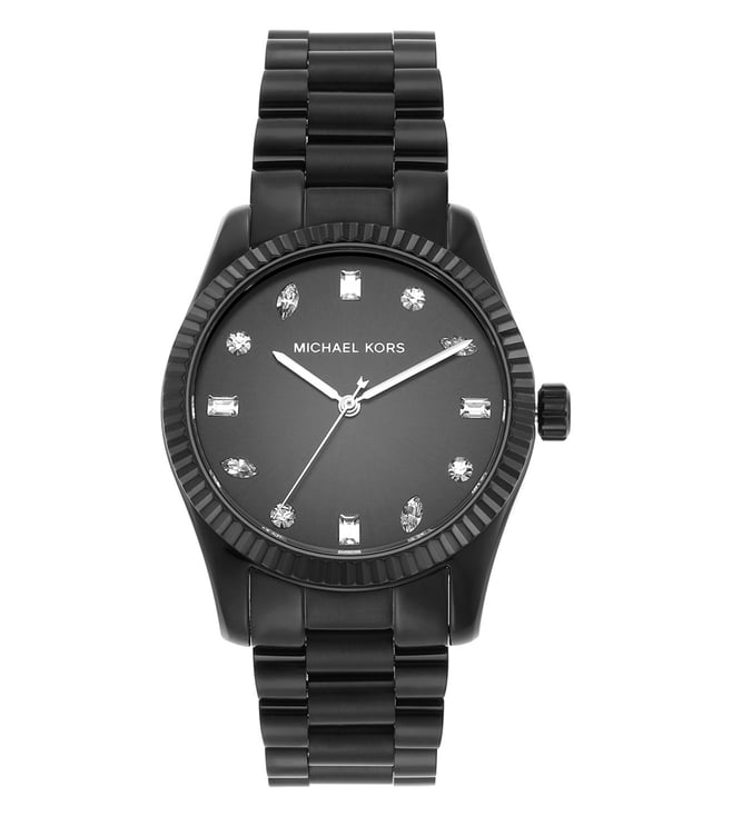Michael Kors Lexington Three-Hand Black Stainless Steel Women's Watch, MK7442