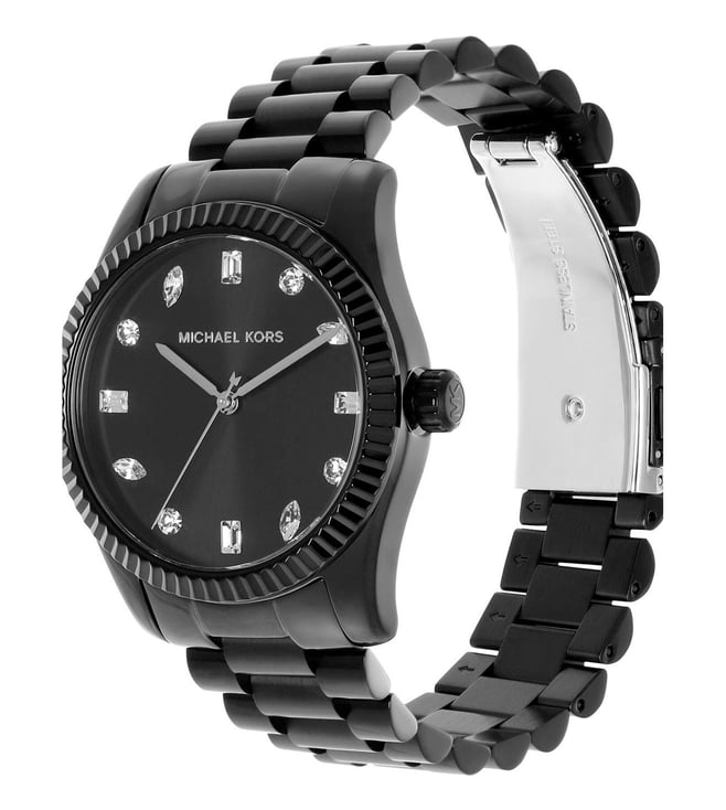 Michael Kors Lexington Three-Hand Black Stainless Steel Women's Watch, MK7442
