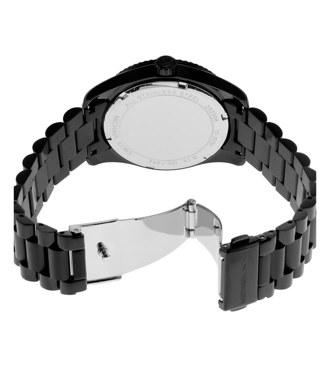 Michael Kors Lexington Three-Hand Black Stainless Steel Women's Watch, MK7442