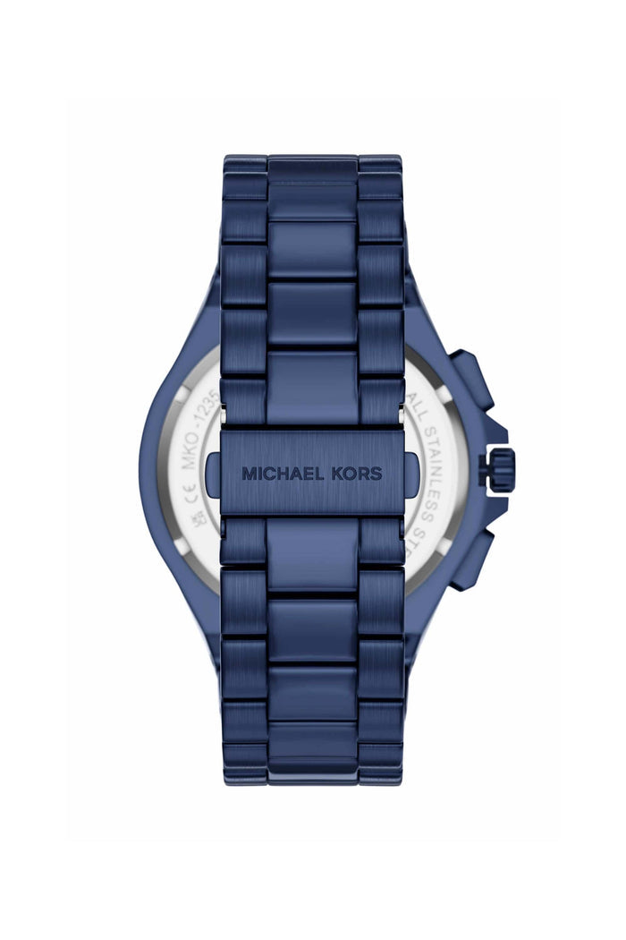 Michael Kors Oversized Lennox Quartz Blue Dial Chronograph Stainless Steel Men's Watch, MKO1235