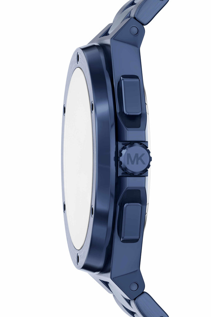 Michael Kors Oversized Lennox Quartz Blue Dial Chronograph Stainless Steel Men's Watch, MKO1235