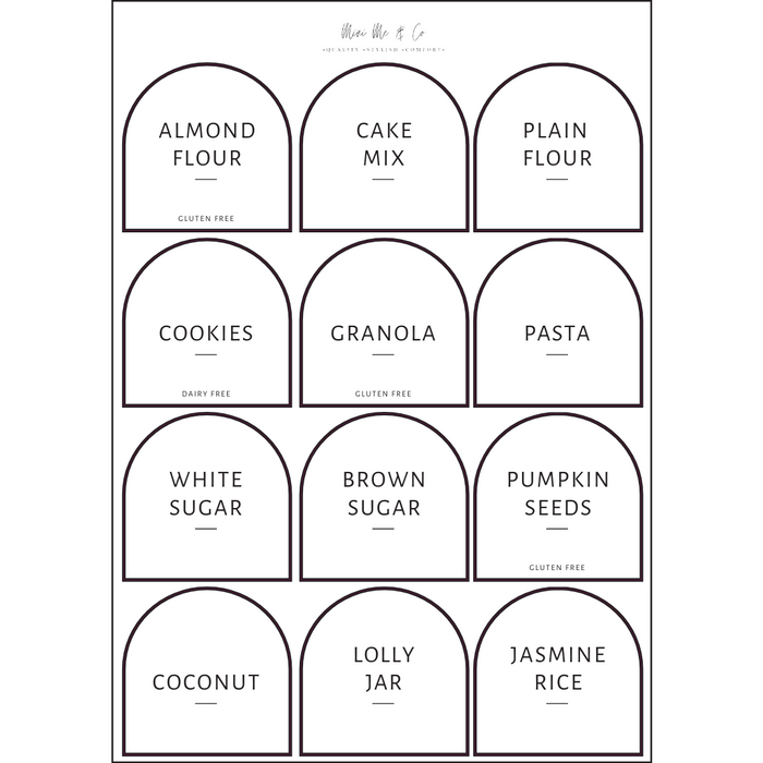 Pantry Labels – Arch Vinyl Stickers (Pack of 12)