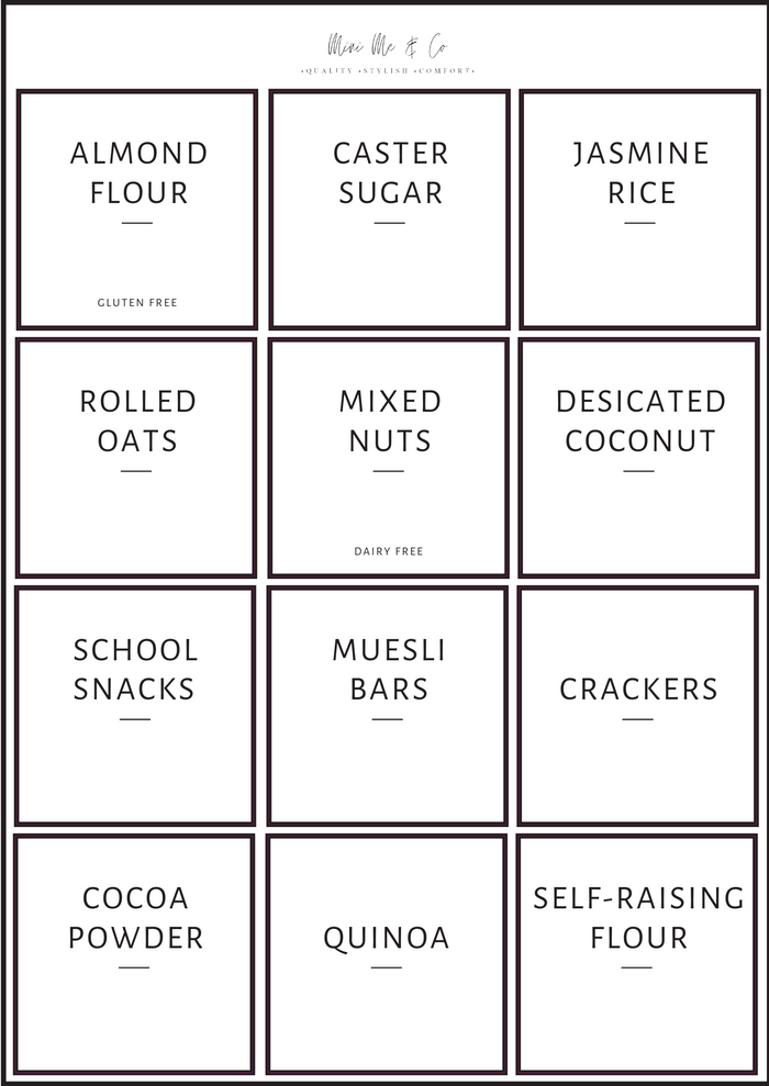 Pantry Labels – Square Vinyl Stickers (Pack of 12)