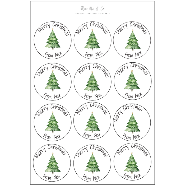 Personalised Christmas Tree Stickers – 12 Pack