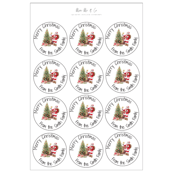 Personalised Santa Christmas Stickers – 12 Pack