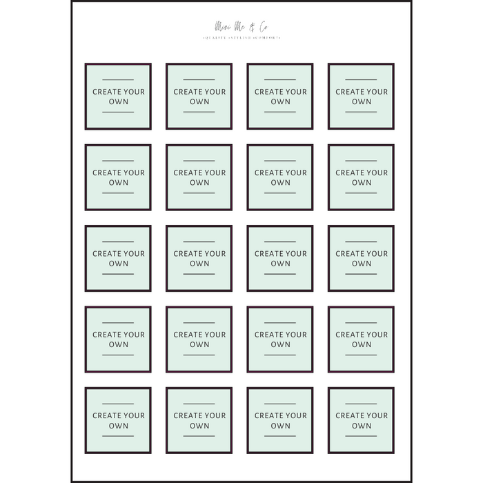 Personalised Spice Labels – Two-Line Square Vinyl Stickers (Pack of 20)