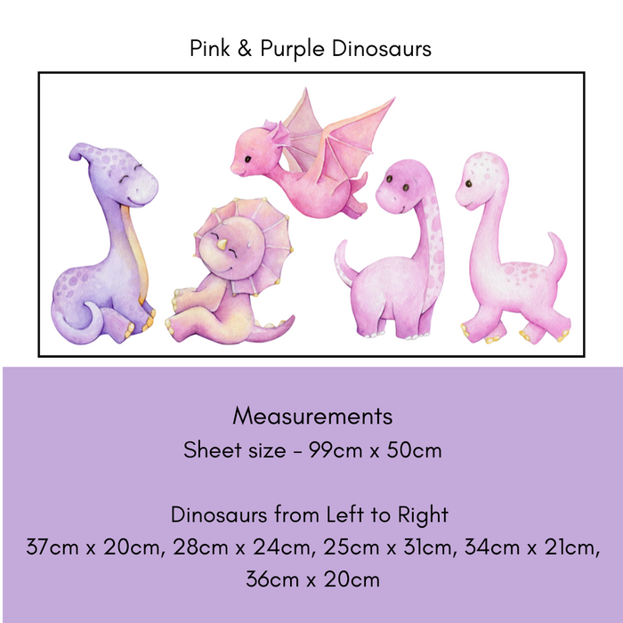 Pink and Purple Dinosaur Wall Decals