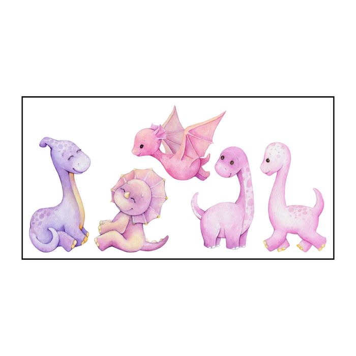 Pink and Purple Dinosaur Wall Decals