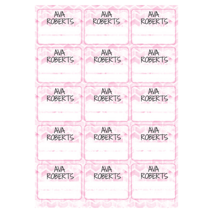 Pink Chevron Large Subject Label - 15 pack