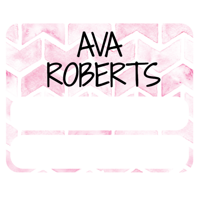 Pink Chevron Large Subject Label - 15 pack